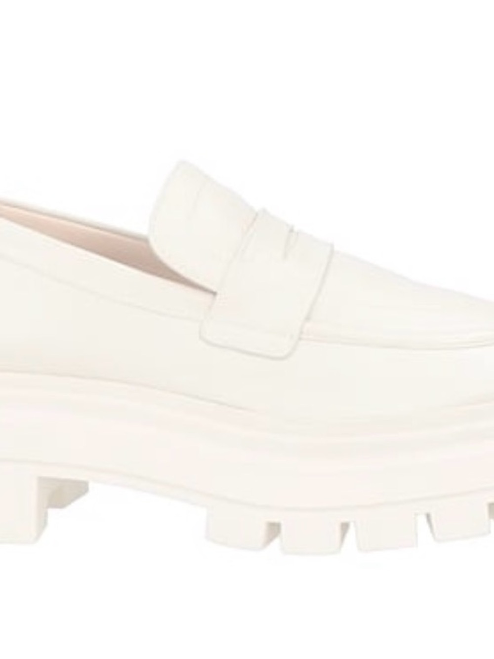 Stuart Weitzman Cream Leather Penny Loafers - Picture 6 of 9